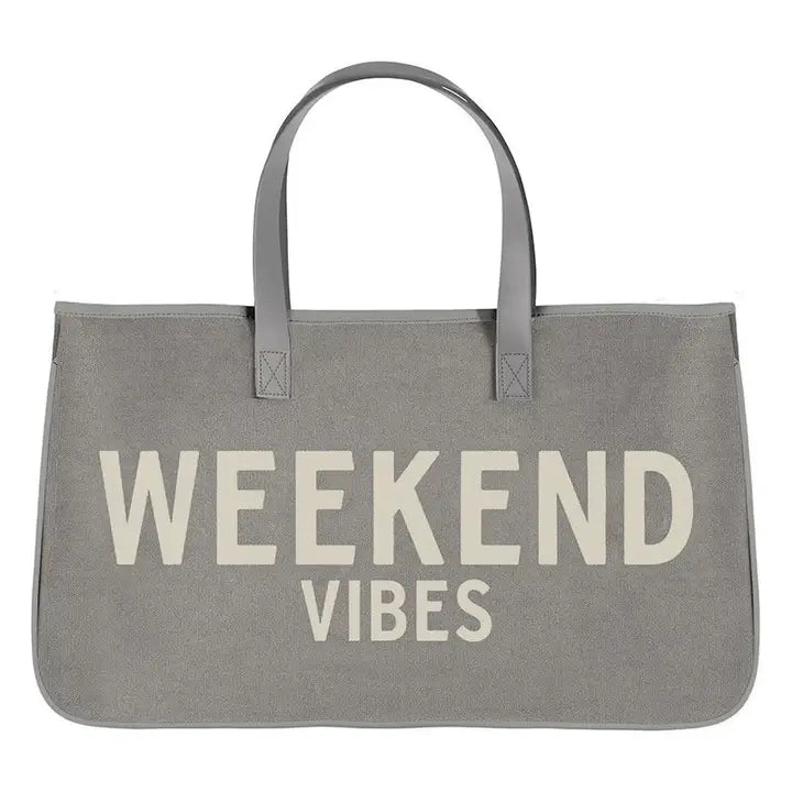 Grey Canvas Tote-Weekend Vibes