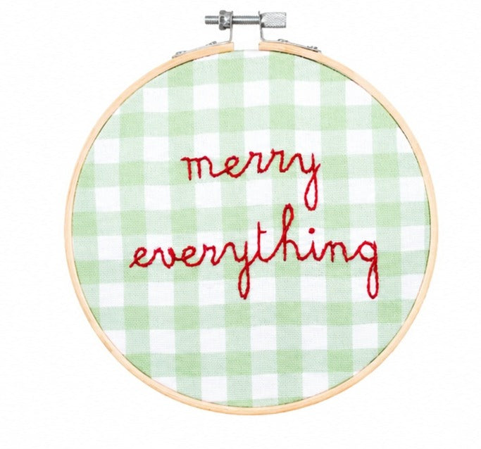 Merry Everything Gingham Embroidery Hoop Kit