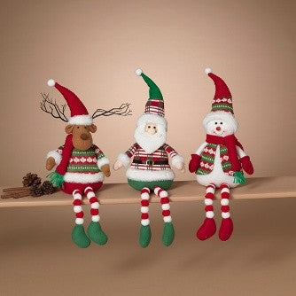 20"H Plush Holiday Shelf Sitter, 3 Asst