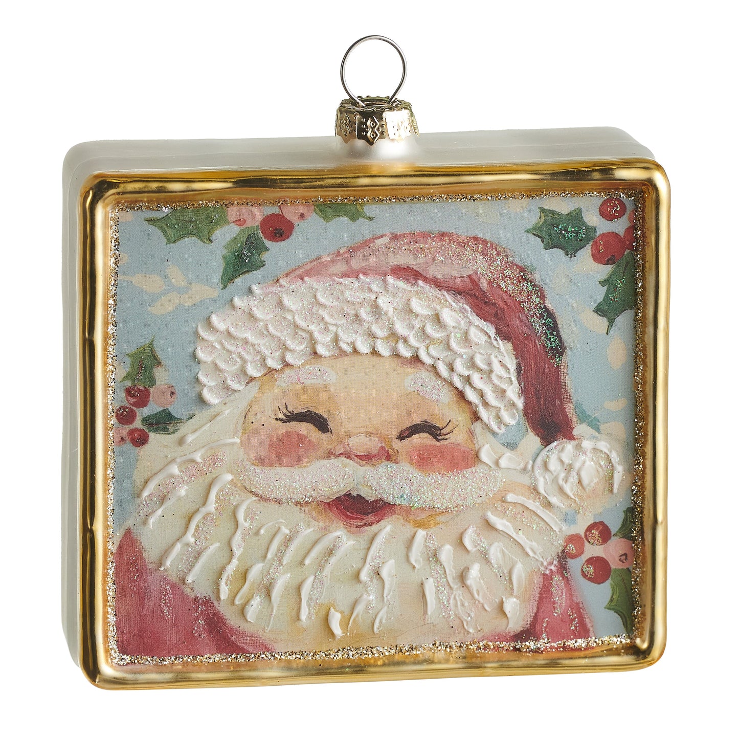 4" Jolly St. Nick Square Ornament