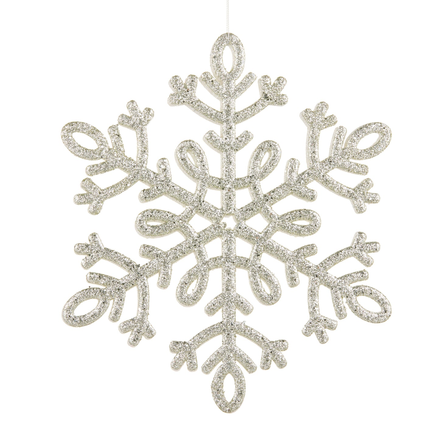 11.75" Silver and White Glitter Snowflake Ornament no pic