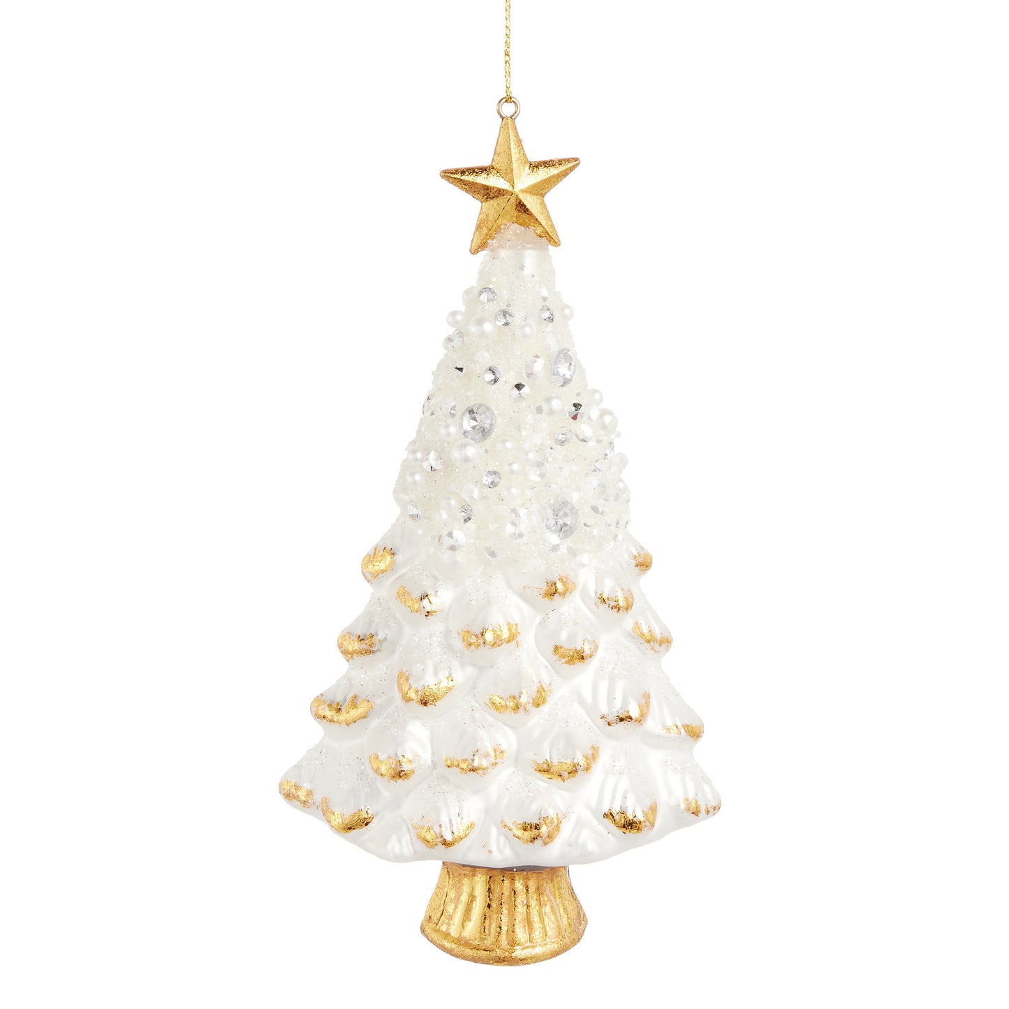 6.5" White Jeweled Tree Ornament no pic