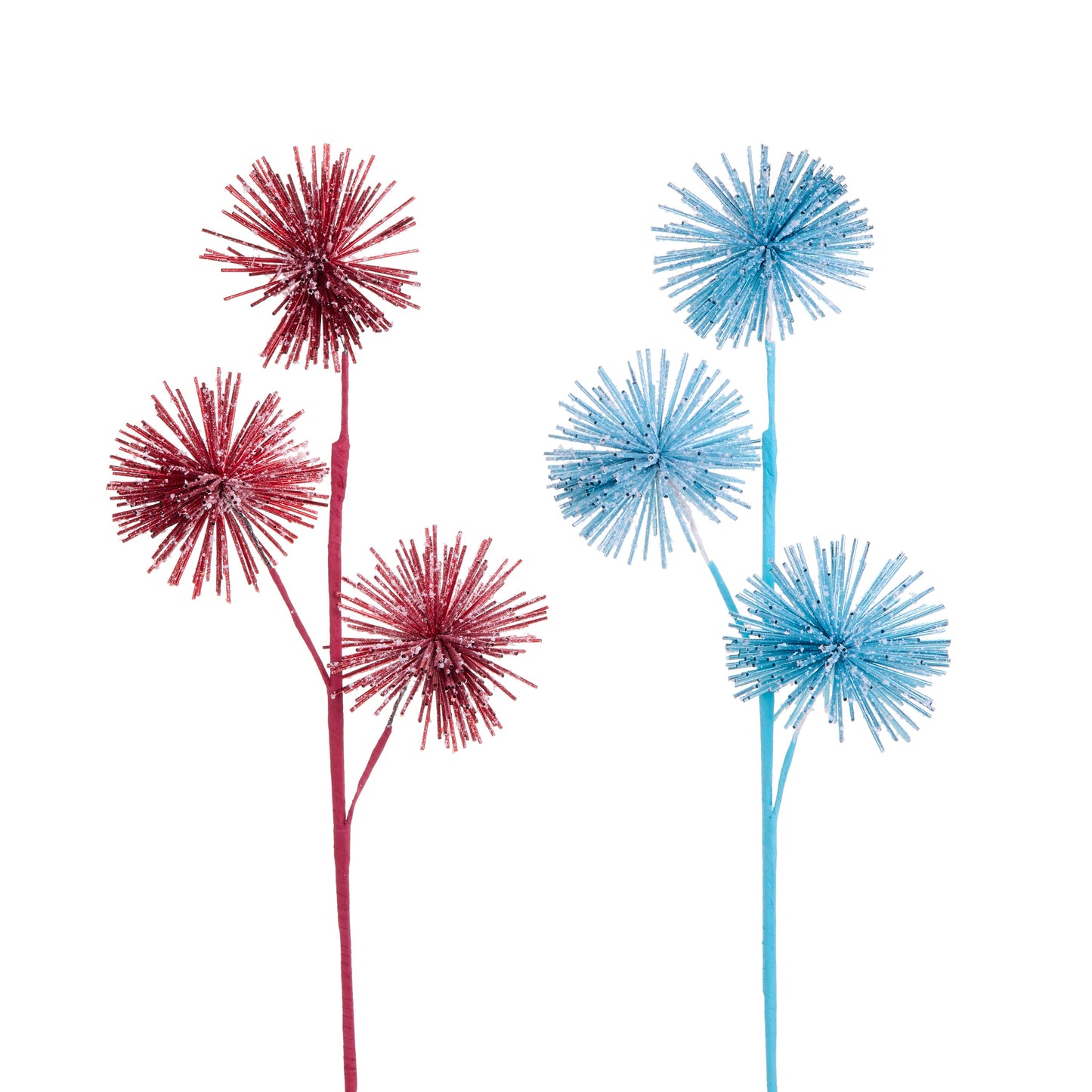 28" Red and Blue Tinsel Spray