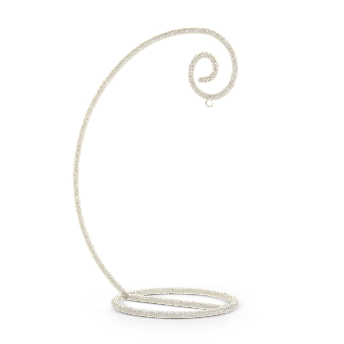 13.5" White Beaded Ornament Stand