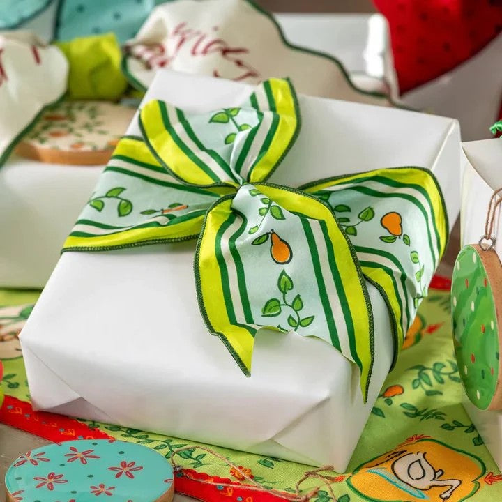 4" Pear & Stripe Ribbon — 12 Days of Christmas