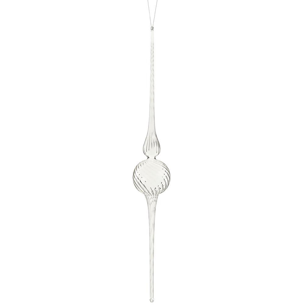 23.5" Glass Finial Ornament Clear