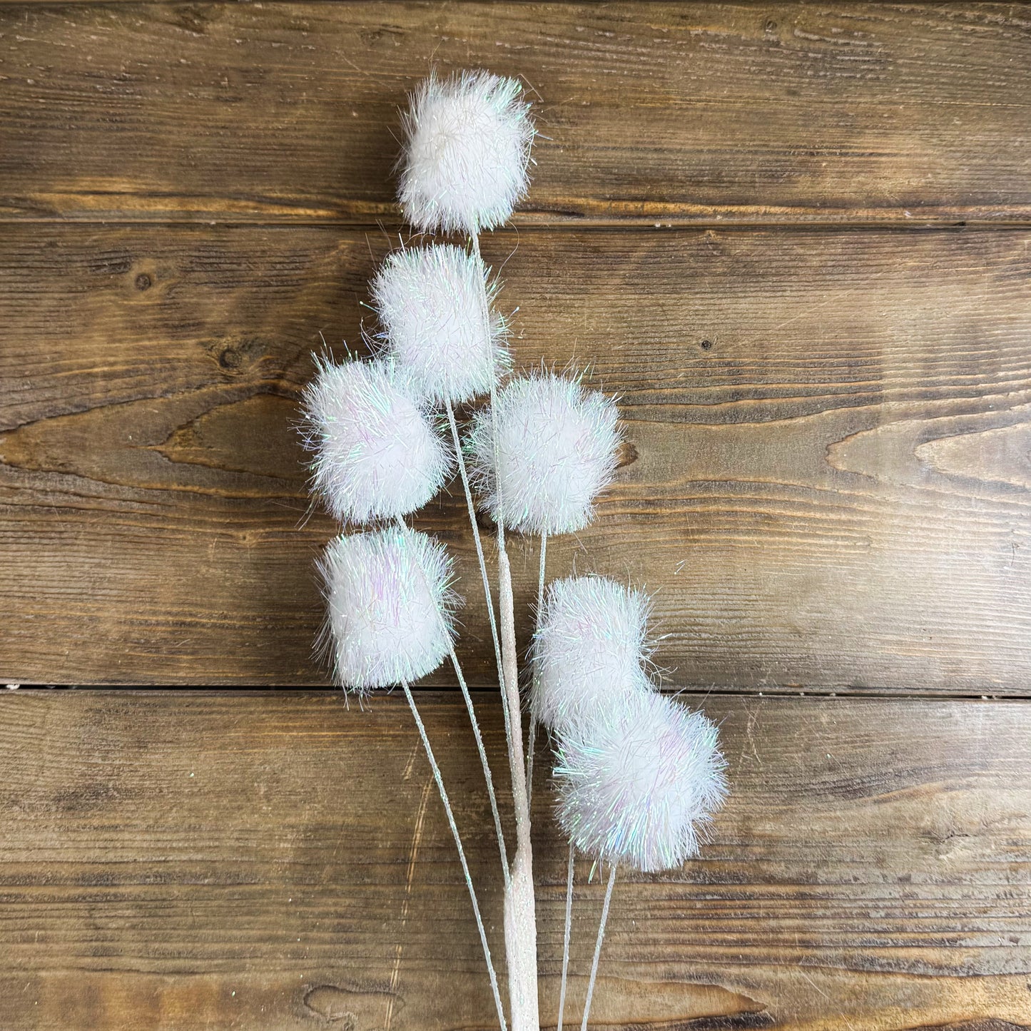31" Mini Metallic Snowball Spray White