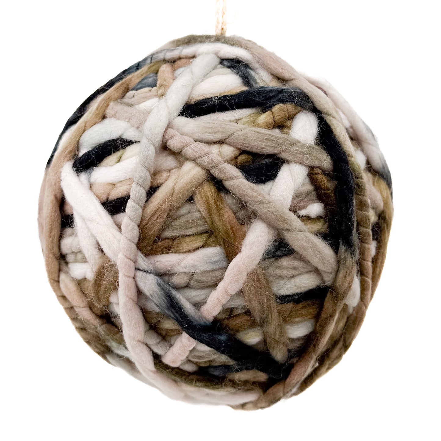 6" Chunky Yarn Ball Ornament Mixed Brown