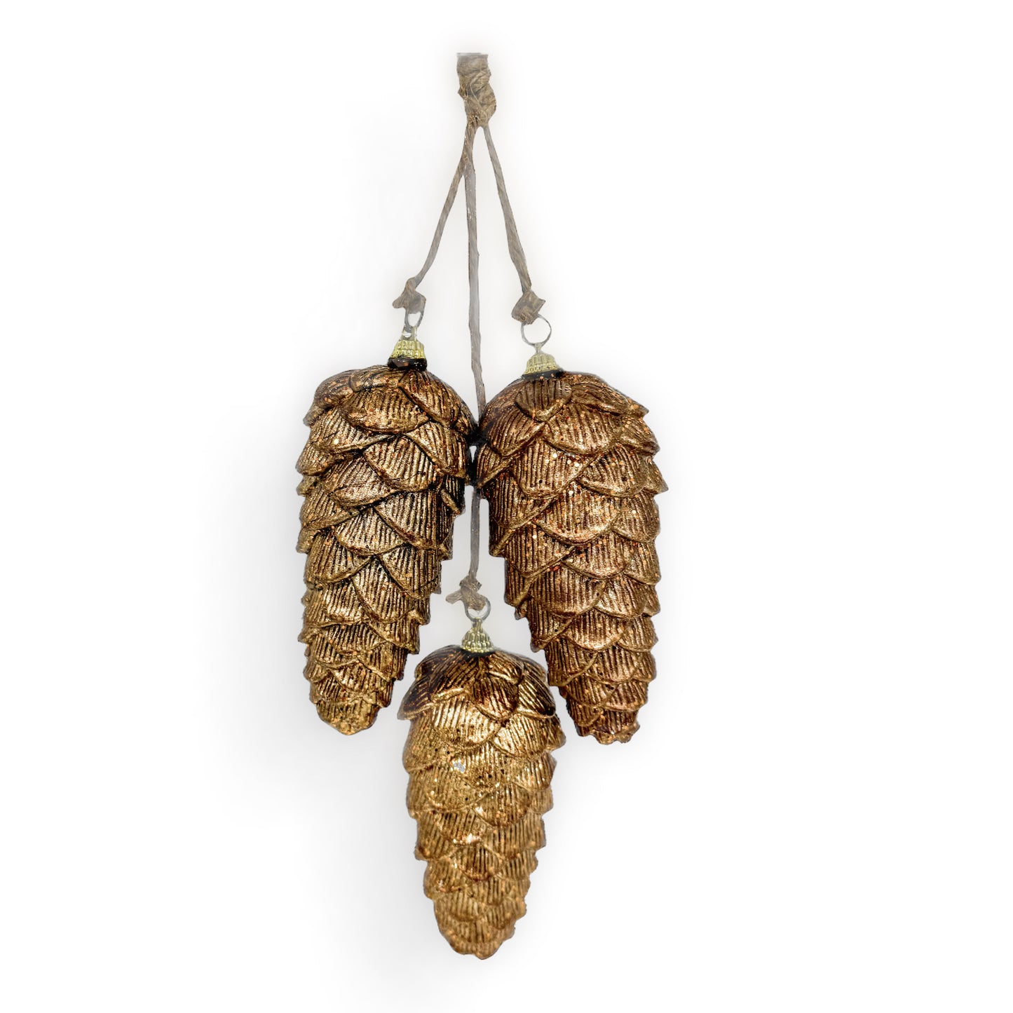 16" TRIPLE PINECONE W/JUTE ORNAMENT (2-Colors)
