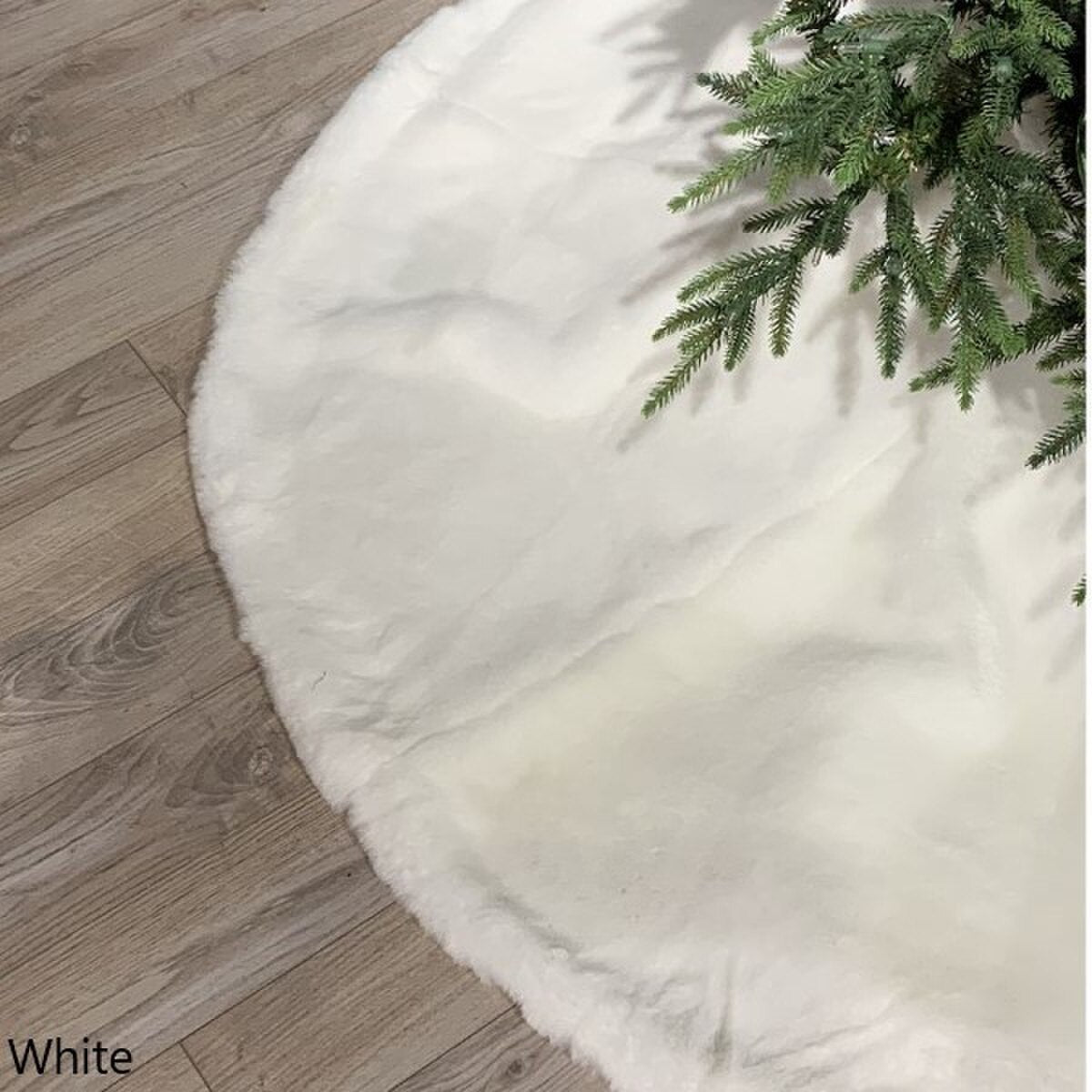 64" faux fur, tree skirt, white