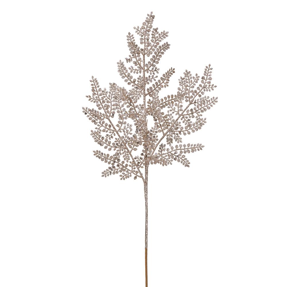 24" Glittered Fern Spray Champagne