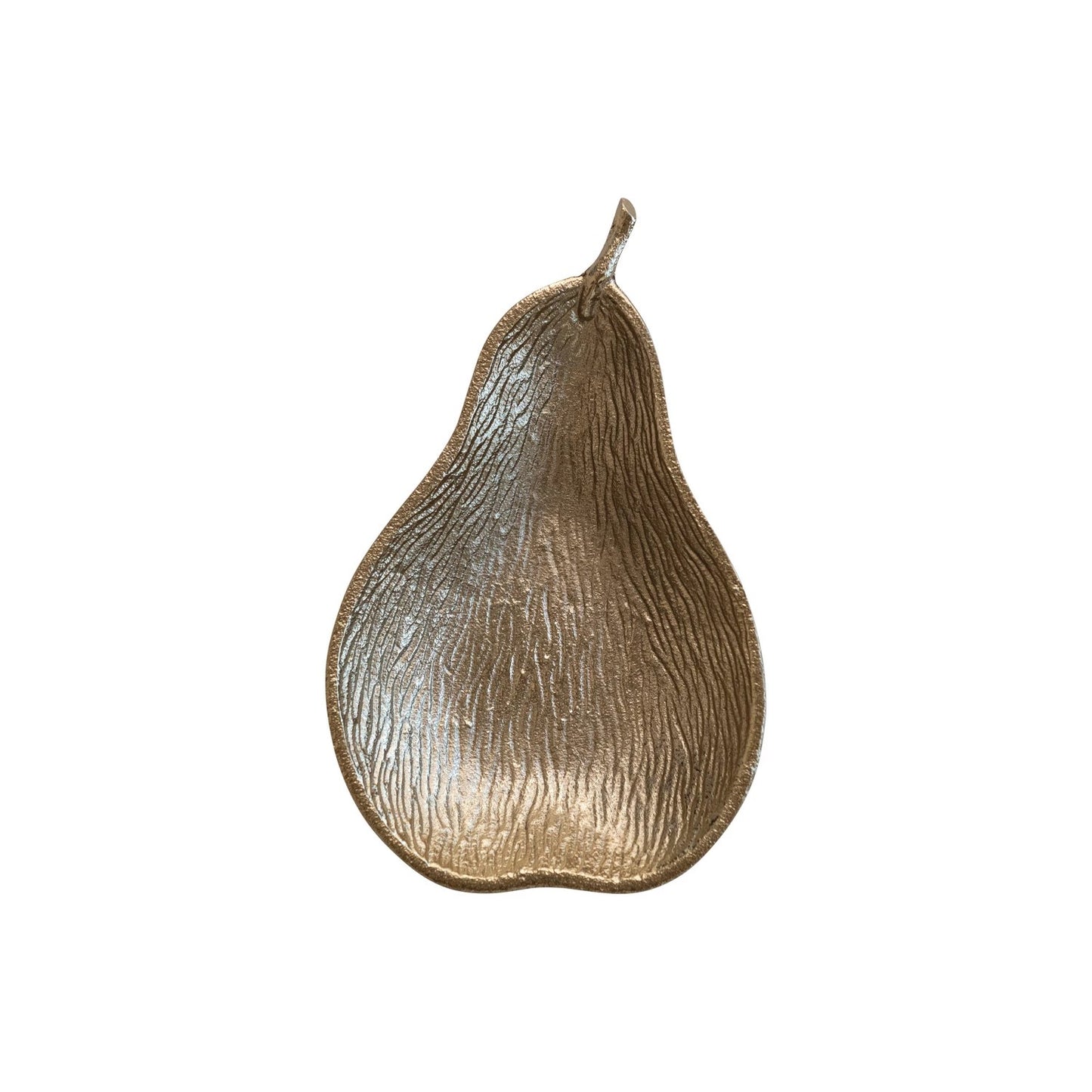 9-1/2"L x 6"W Cast Aluminum Pear Shaped Dish, Gold Finish