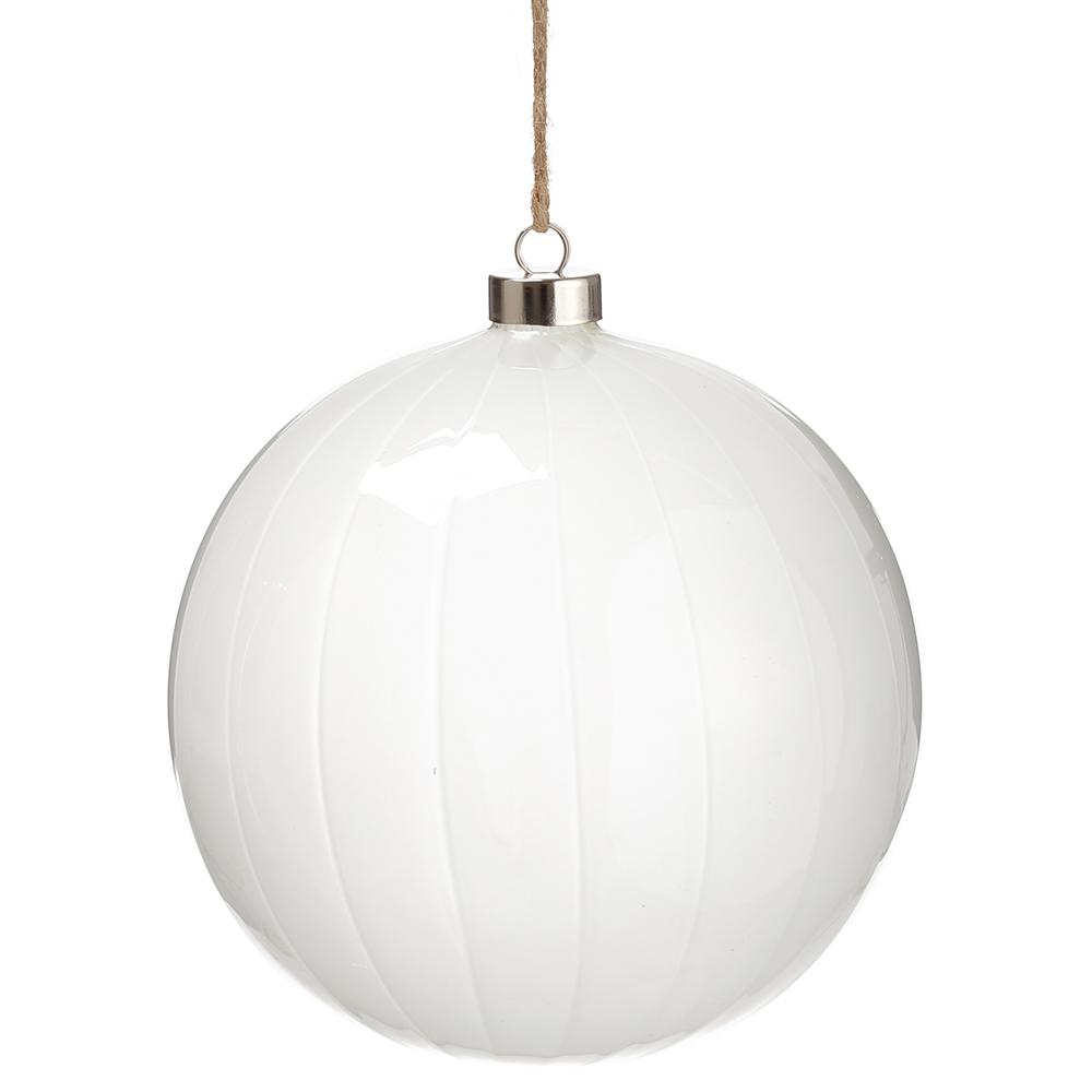 6" Glass Ball Ornament White