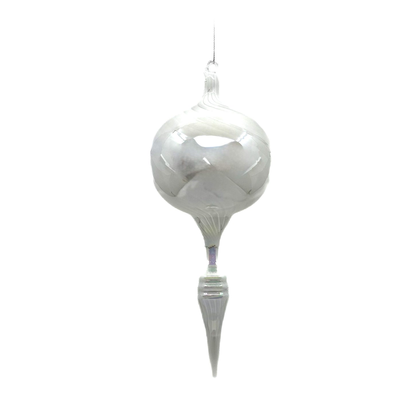 10.5" Pearl Glass Bulb Finial Ornament White