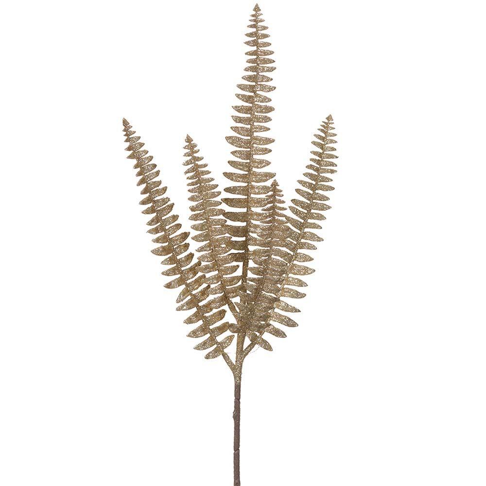 25" Glittered Fern Spray Gold