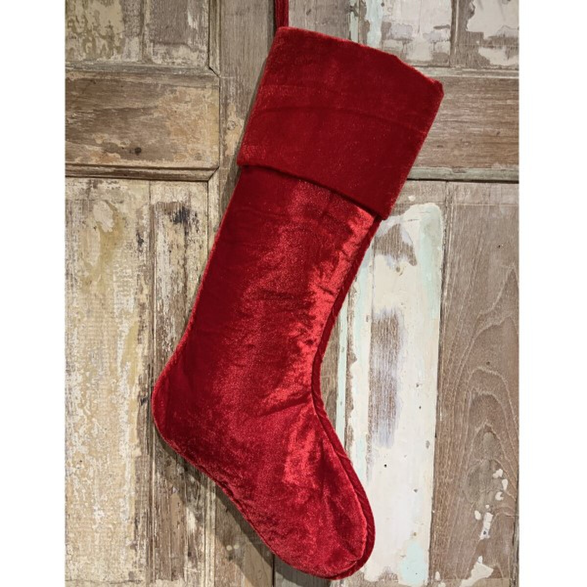 23" velvet Christmas stocking, red