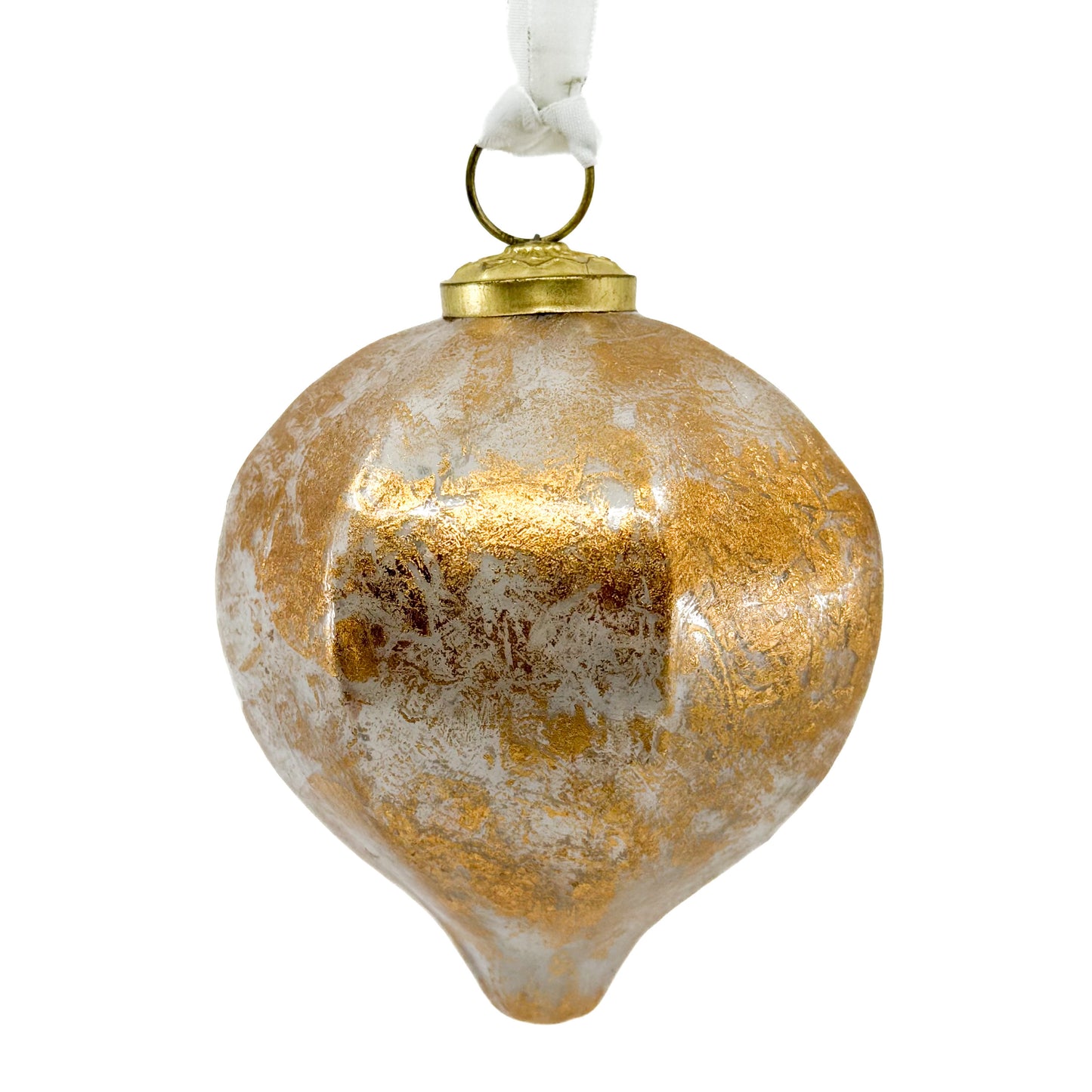 4" Mercury Glass Onion Ornament Gold/ Ivory
