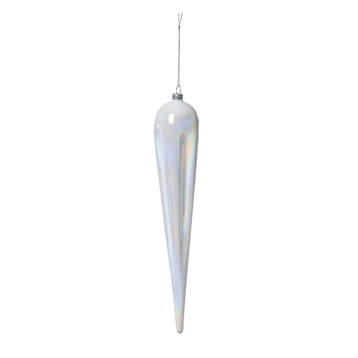 14" Frosty Pearl Glass Icicle Ornament