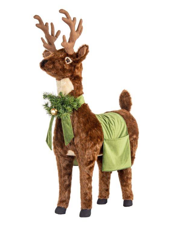 Footrest Reindeer, Natural-Soft Green Trim