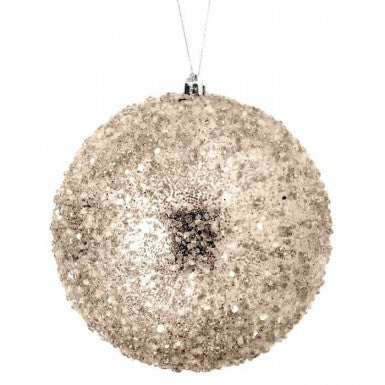 6" Iced Metallic Ball Ornament Champagne