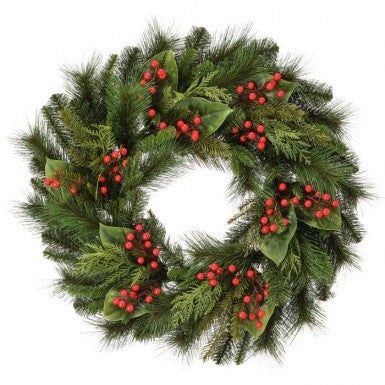 30" UV Pine/Magnolia/Berry Spruce Wreath
