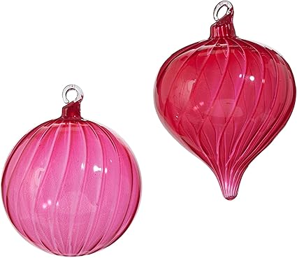 4" Fuschia Blown Glass Ornament (Sold individually)