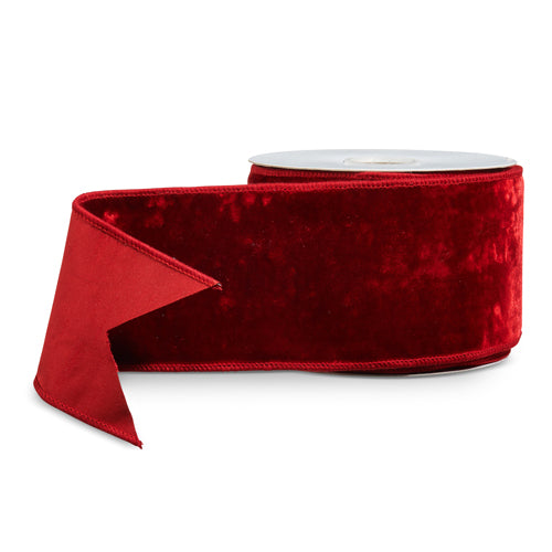 4" X 10Yds Deep Red Velvet Wired Ribbon
