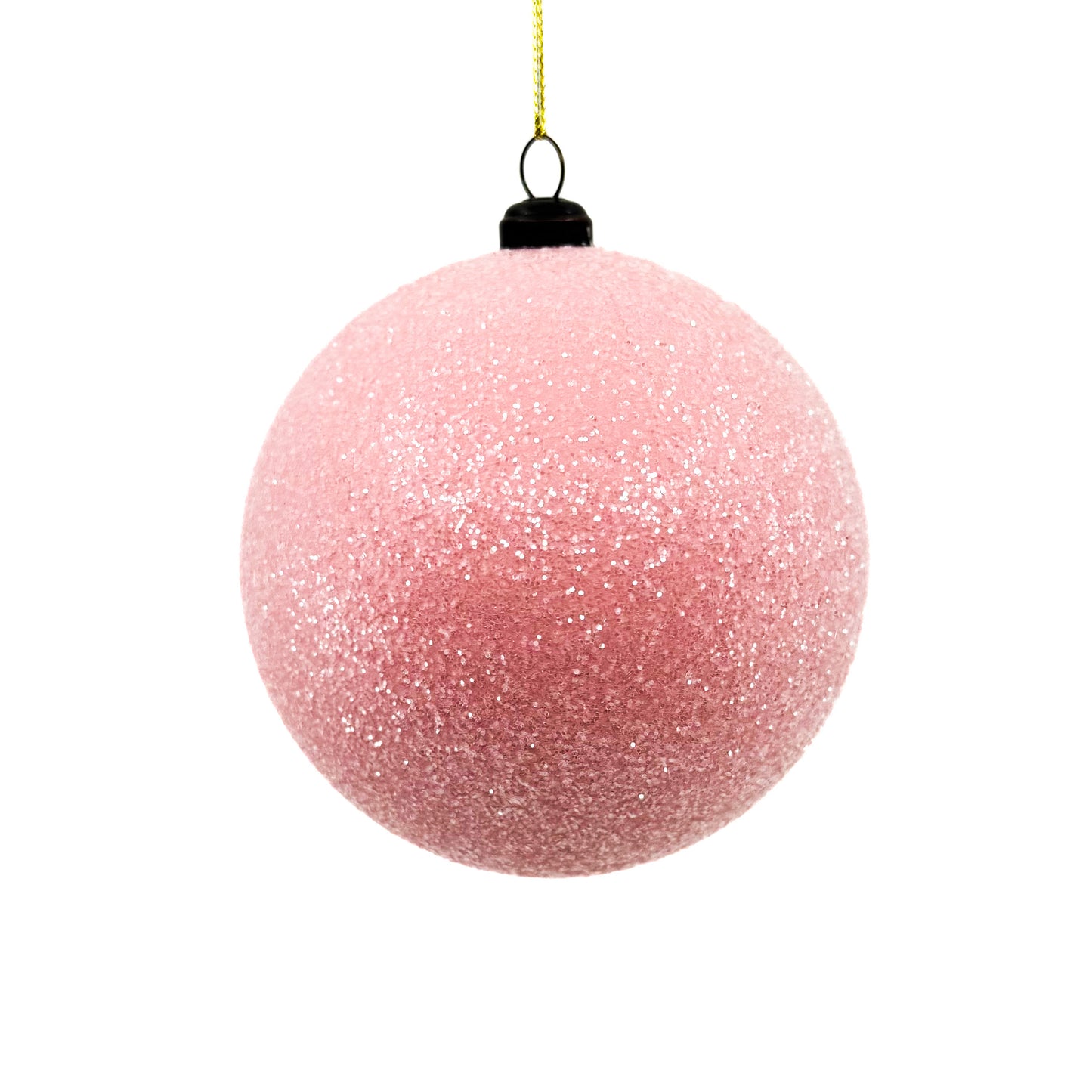 4" Glittered Plastic Pink Ornament Ball