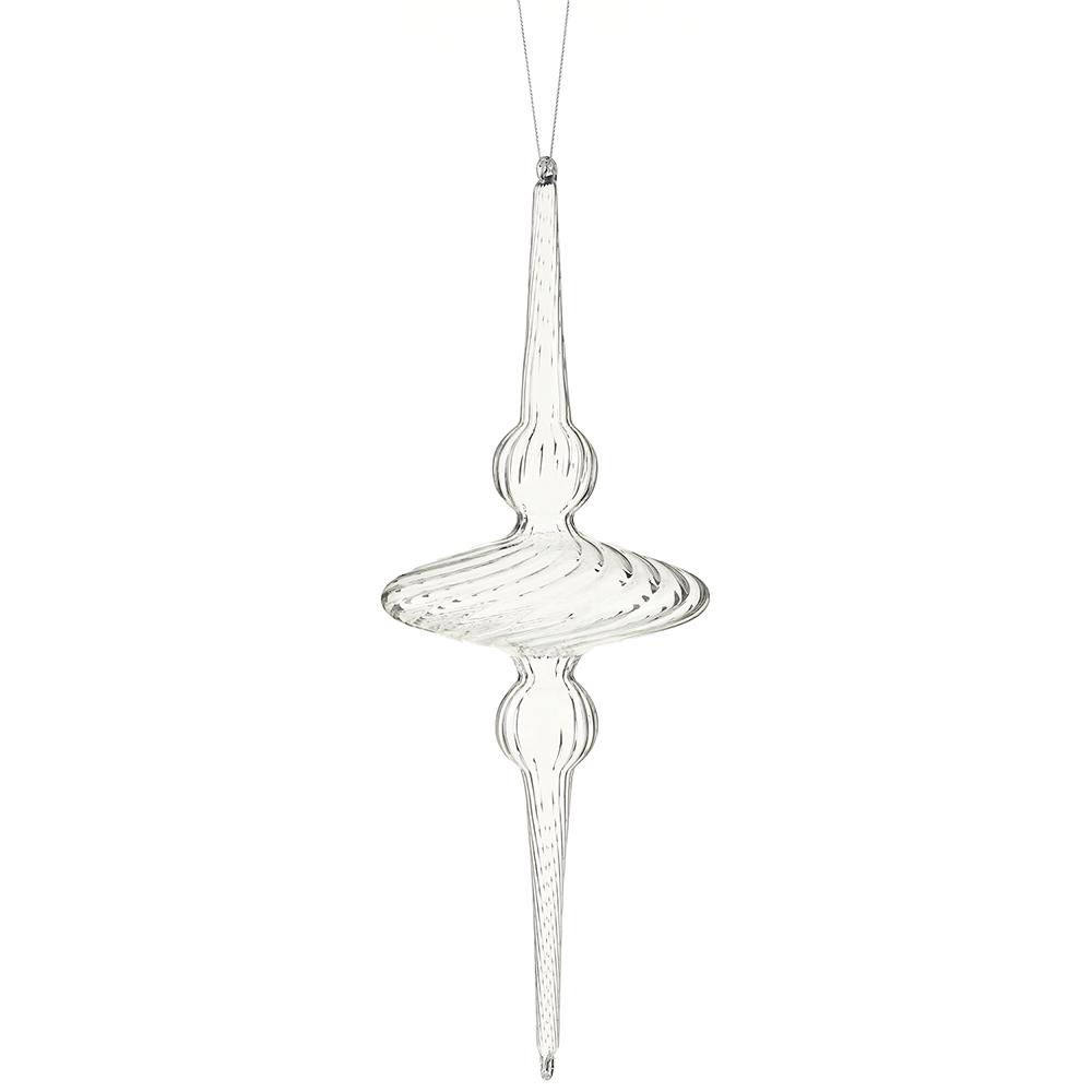 15" Glass Finial Ornament Clear