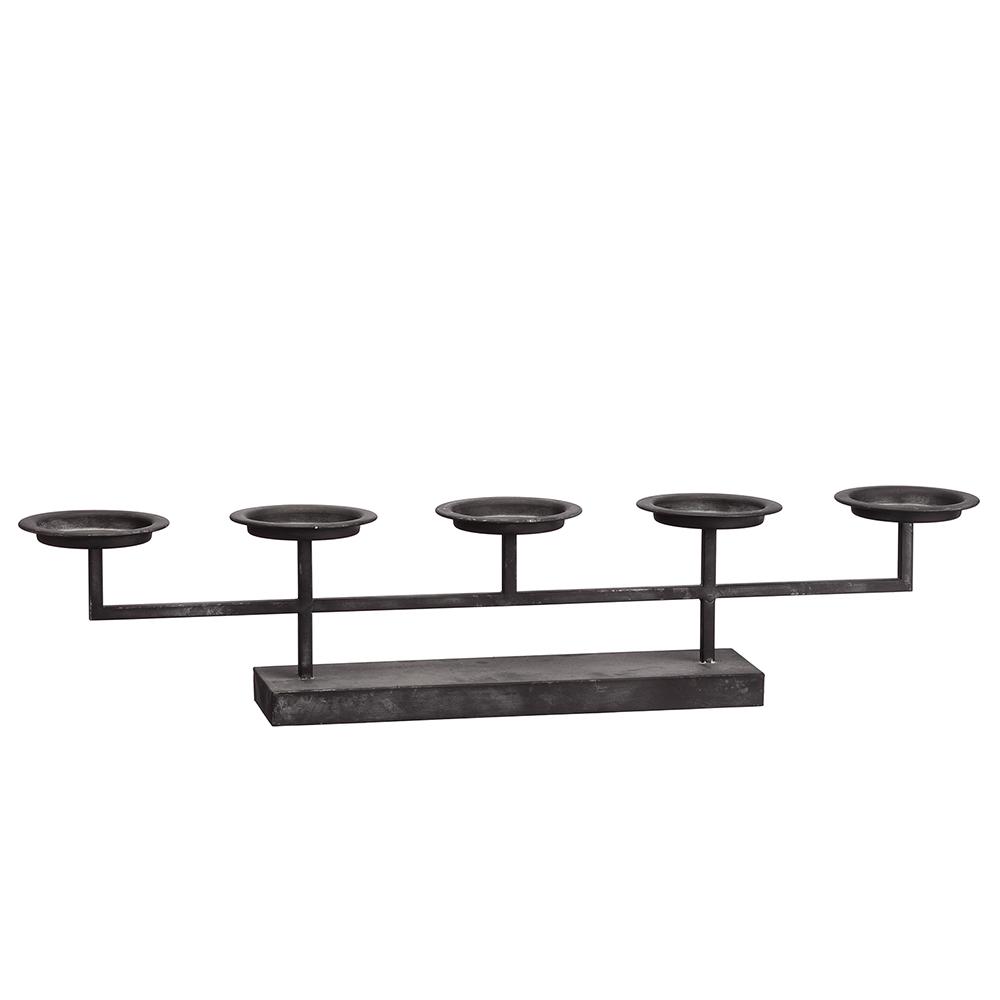 6"Hx29"L Candleholder x5 Rustic black
