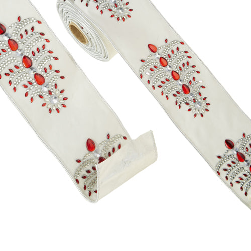 4" X 5Yds Jeweled Tree Wired Ribbon