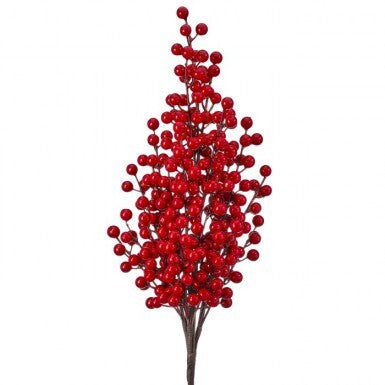 27" Multi Berry Spray Branch, Classic Red