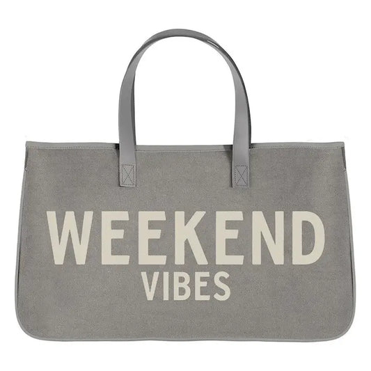 Grey Canvas Tote-Weekend Vibes