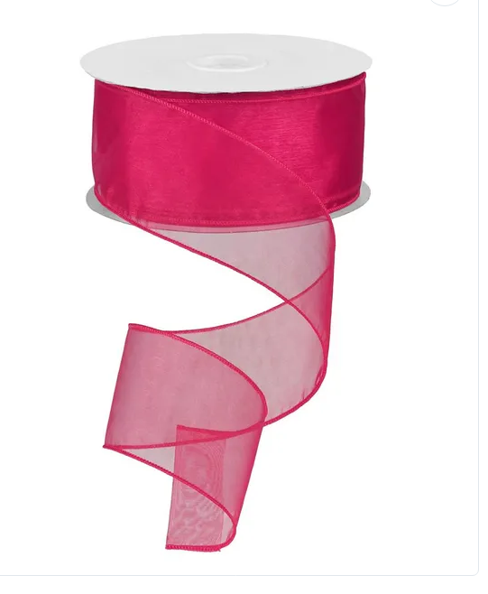 2.5" X 50Yd Sheer Organza, Fuchsia