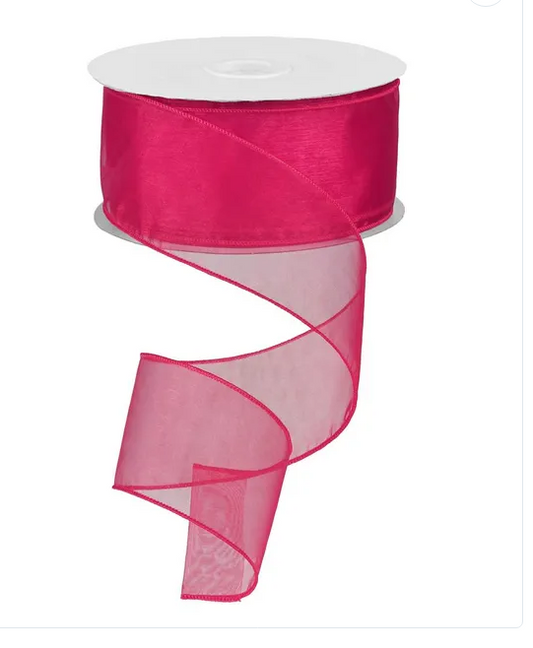 2.5" X 50Yd Sheer Organza, Fuchsia