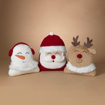 18"H Fabric Holiday Design Pillow, 3 Asst