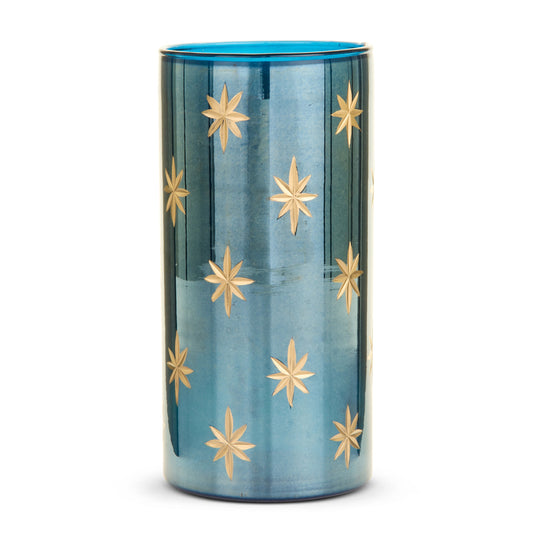 8" Etched Blue Star Container