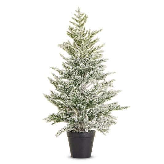 24" Potted Flocked Pine Tree