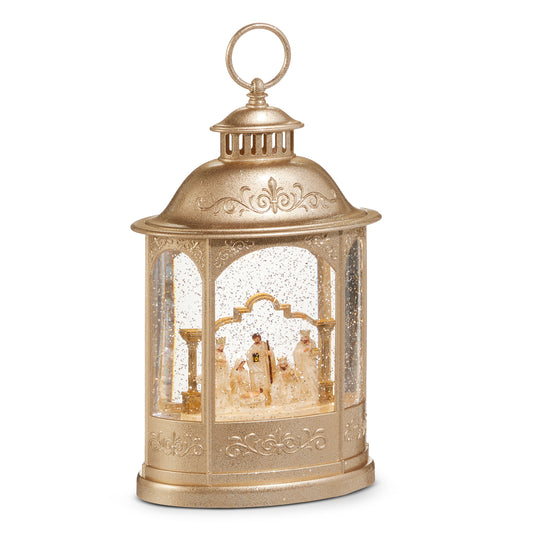 11" Nativity Lighted Champagne Water Lantern