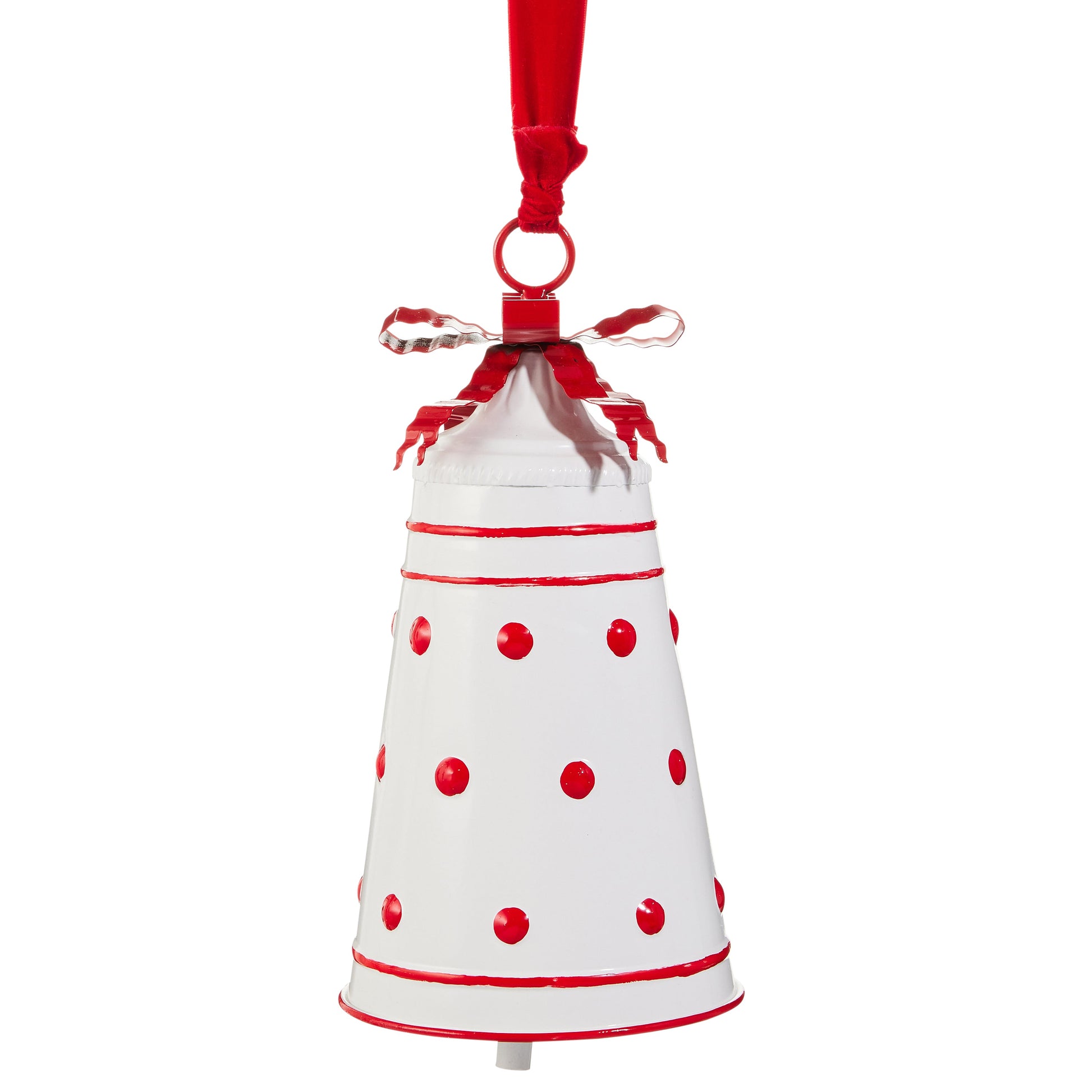 11.25" White with Red Polka Dot Bell