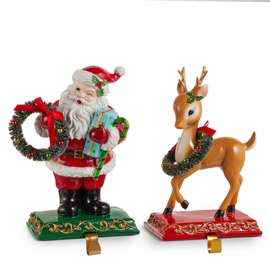 11" Santa and Deer Stocking Holder