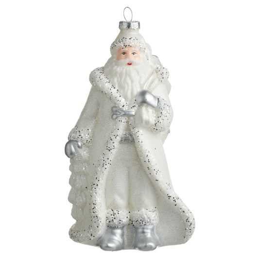 7.25" Artic Glitter Santa Ornament