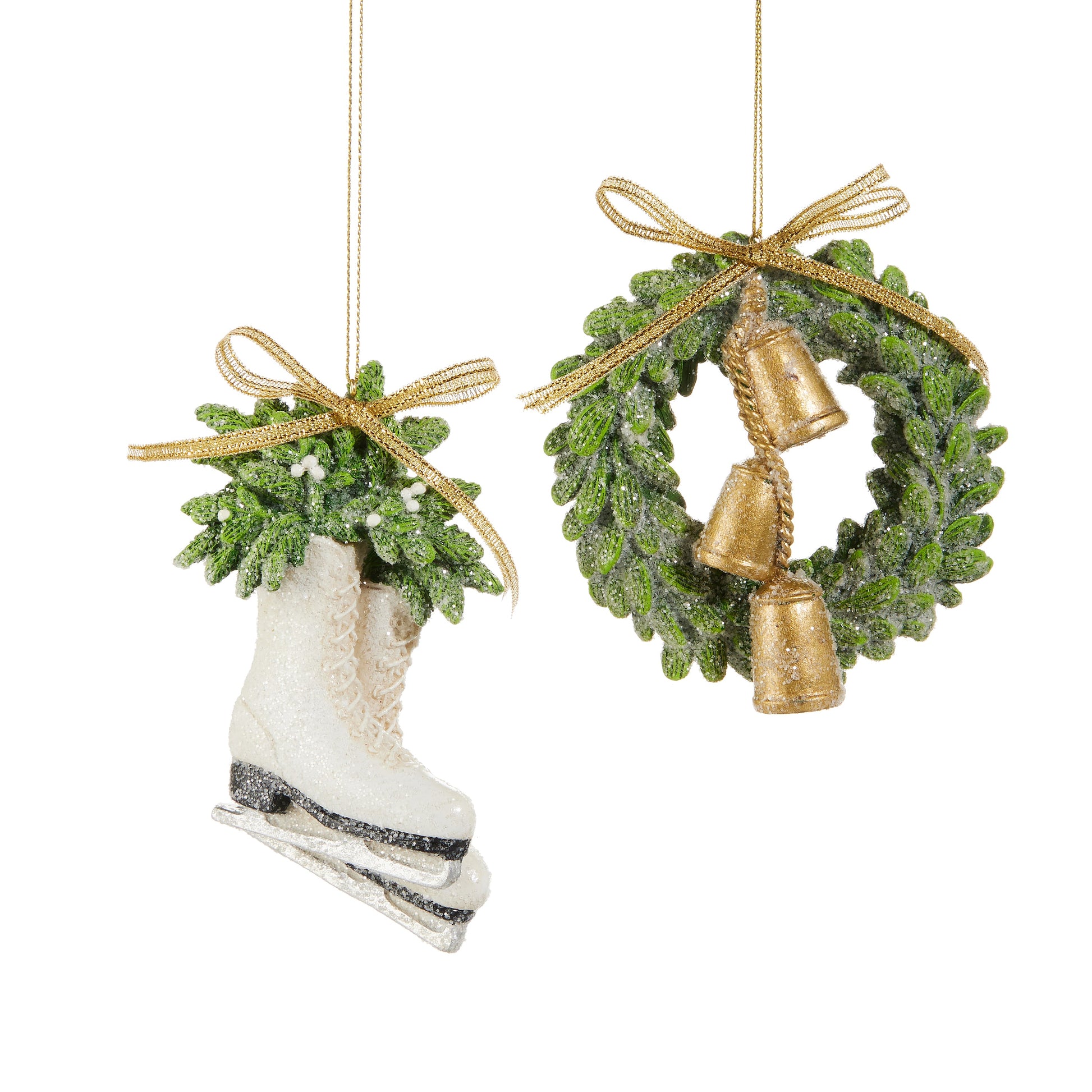4" Farmhouse Frost Ornament ice skates asst/2