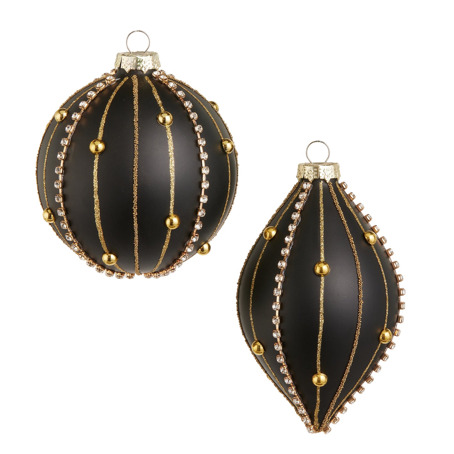 4" Embellished Black Matte Ornament