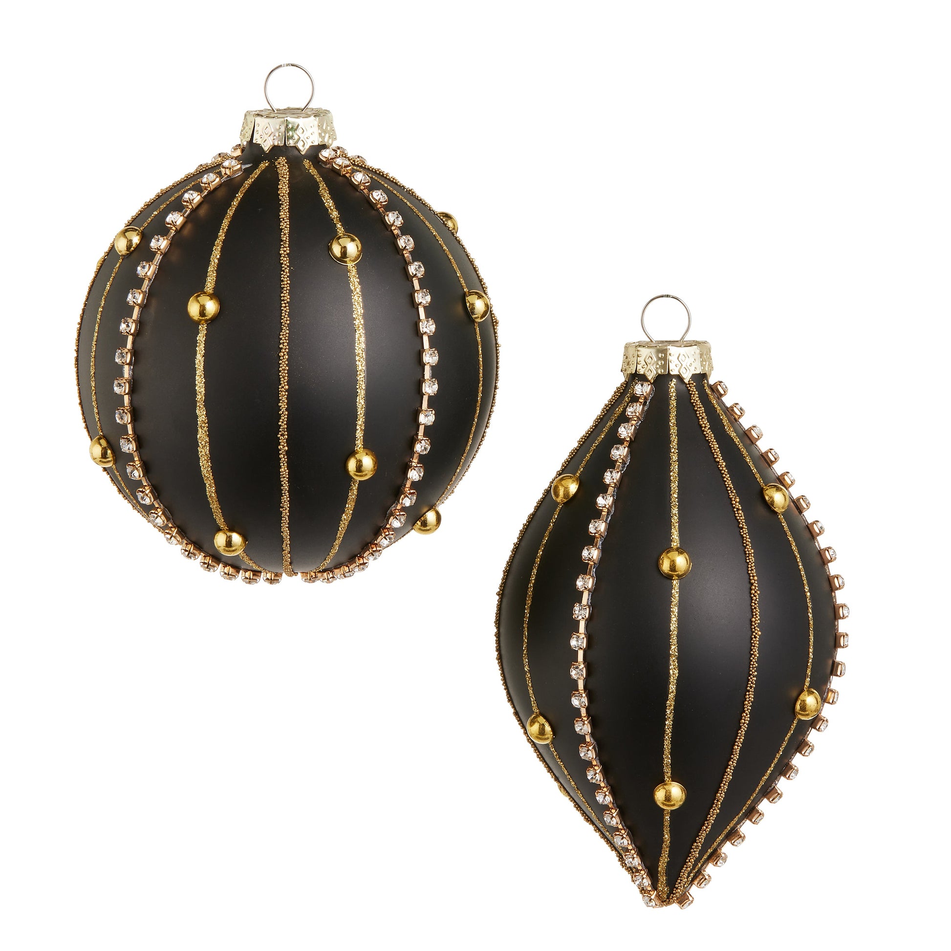 4" Embellished Black Matte Ornament