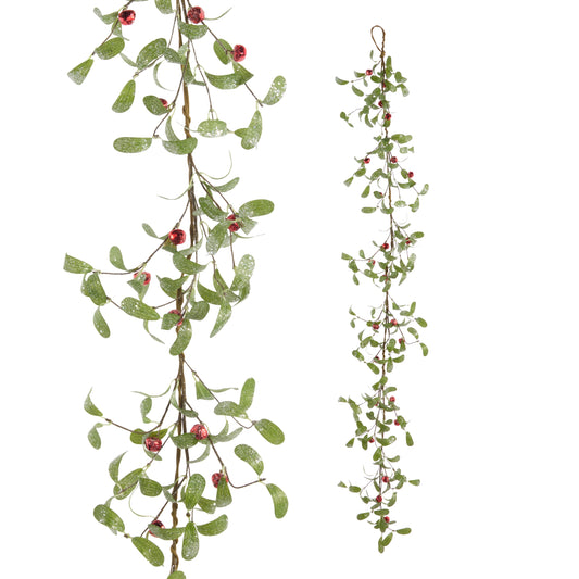 6' Mistletoe and Red Jingle Bell Garland