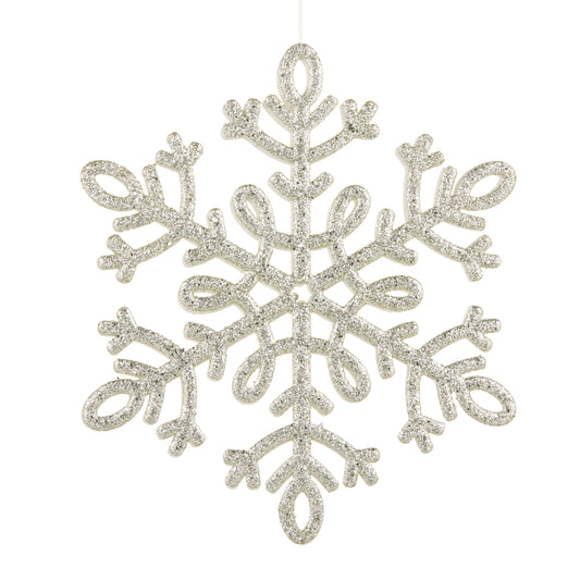 11.75" Silver and White Glitter Snowflake Ornament  no pic
