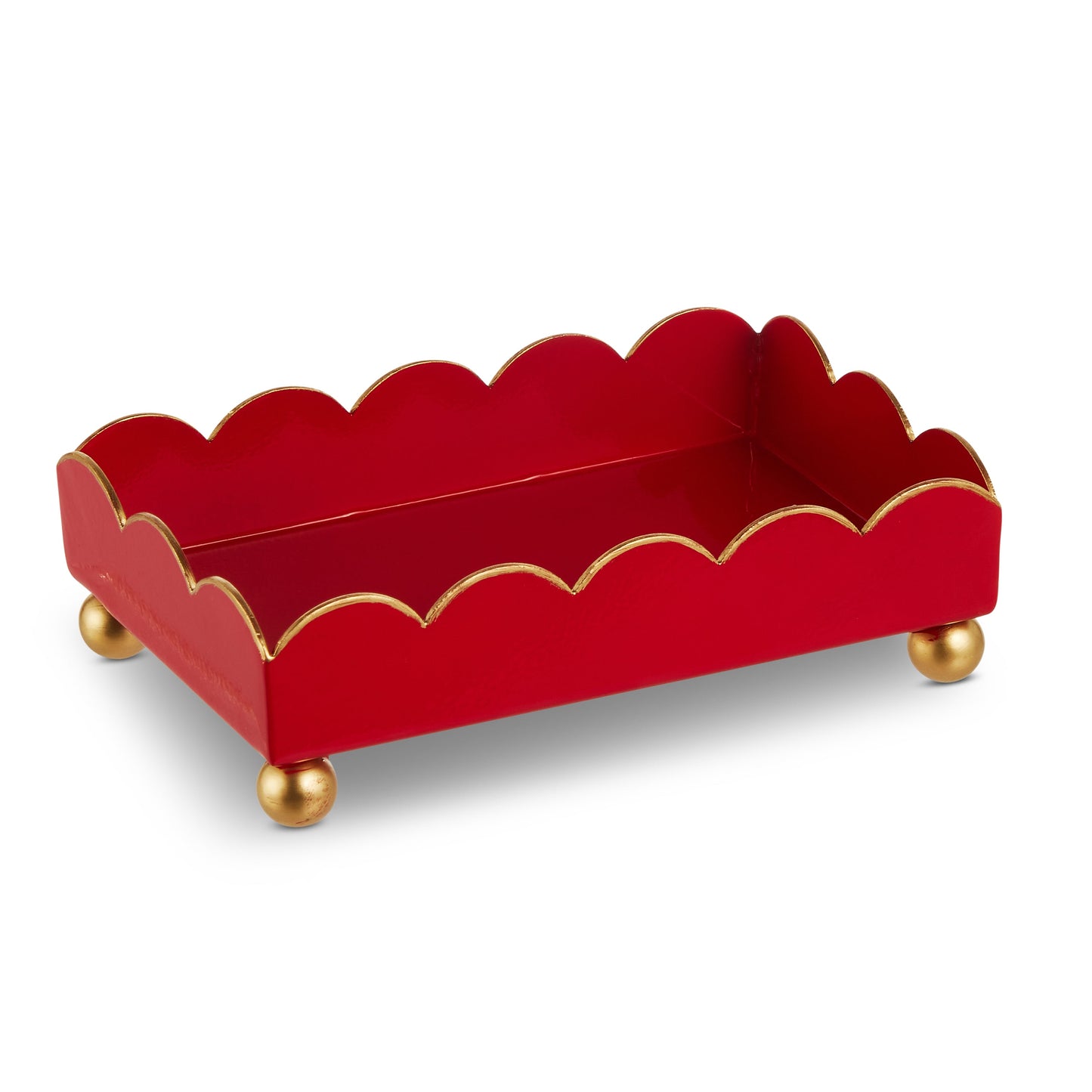 14" Red Scalloped Trinket Tray