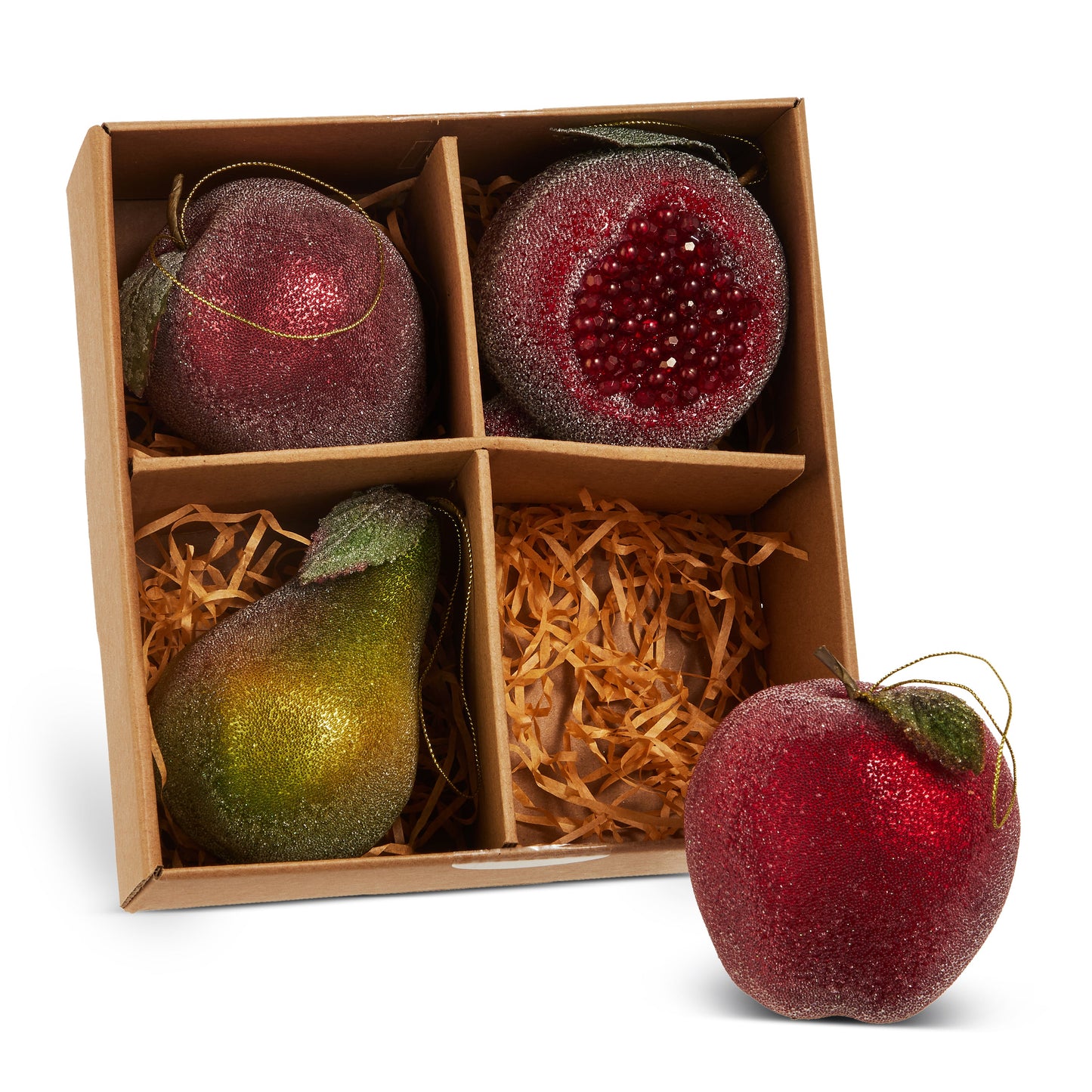 3" Box Of Sugared Fruit Ornaments