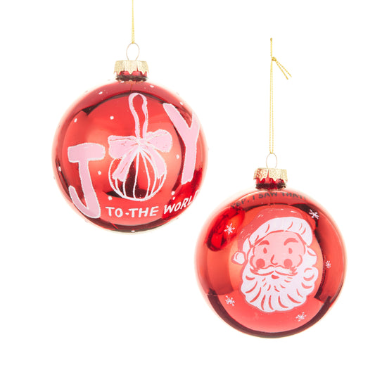 4" Pink Christmas Red Ball Ornament